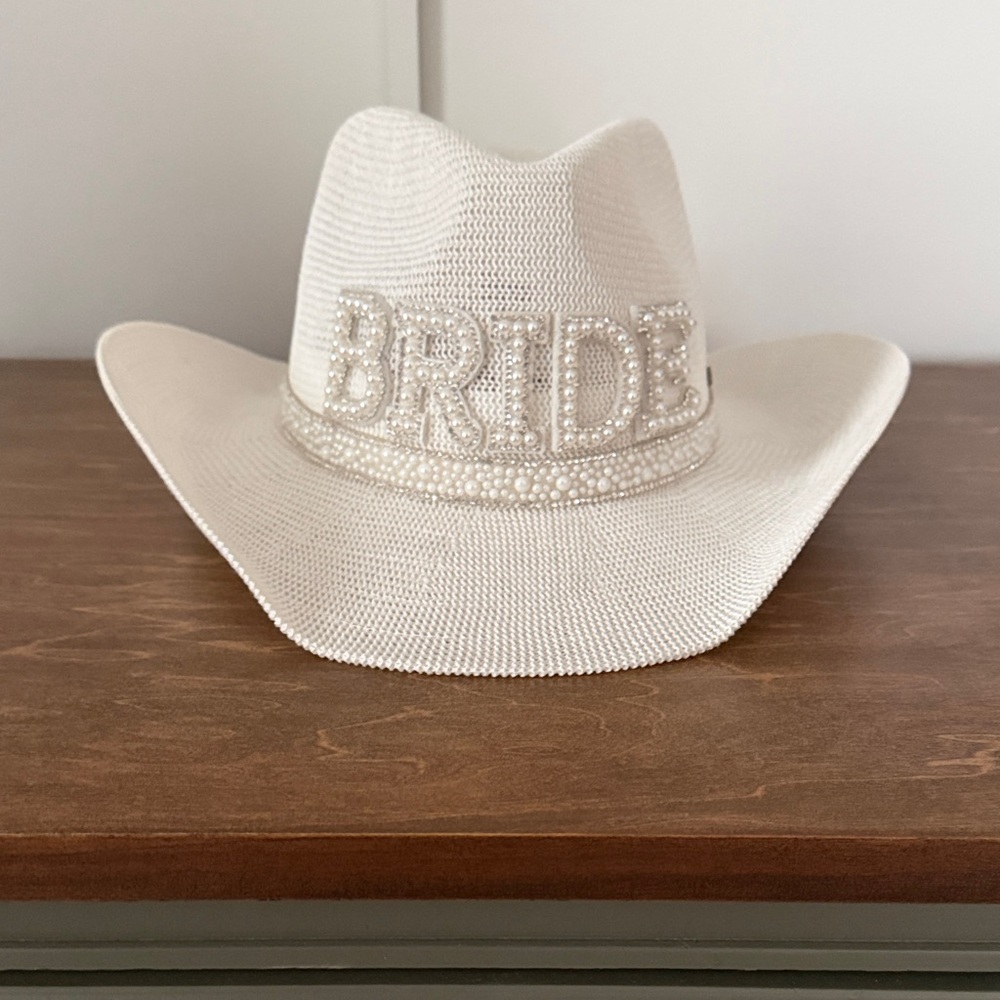 White Beaded Bride Hat